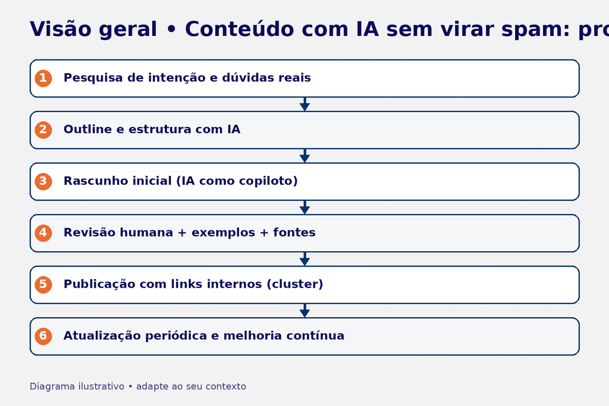 Diagrama: fluxo editorial com IA