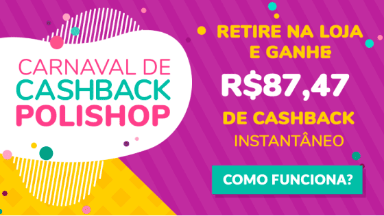 arte promocional usada nas promoções de carnaval com chamada para o cashback